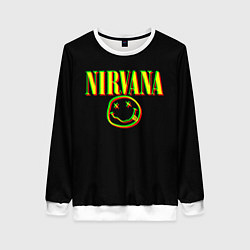 Свитшот женский Nirvana logo glitch, цвет: 3D-белый