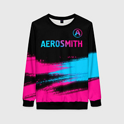 Свитшот женский Aerosmith - neon gradient: символ сверху, цвет: 3D-черный