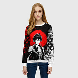 Свитшот женский Джун Ли - Мрачный геншин, цвет: 3D-белый — фото 2