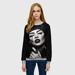 Свитшот женский Девушка - вампир, цвет: 3D-меланж — фото 2