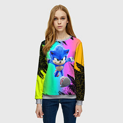 Свитшот женский Sonic neon, цвет: 3D-меланж — фото 2
