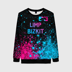 Свитшот женский Limp Bizkit - neon gradient: символ сверху, цвет: 3D-черный