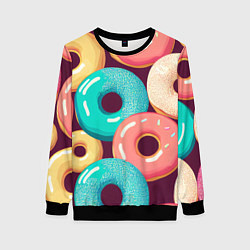 Свитшот женский Пончики и только пончики, цвет: 3D-черный
