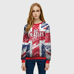 Свитшот женский The Beatles - лого на фоне флага Великобритании, цвет: 3D-красный — фото 2