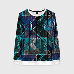 Свитшот женский Сине - черная гранжевая абстракция, цвет: 3D-белый