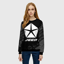 Свитшот женский Jeep speed на темном фоне со следами шин, цвет: 3D-черный — фото 2