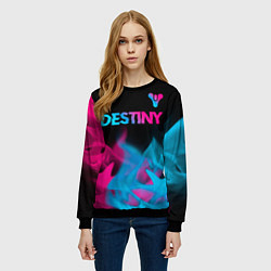 Свитшот женский Destiny - neon gradient: символ сверху, цвет: 3D-черный — фото 2