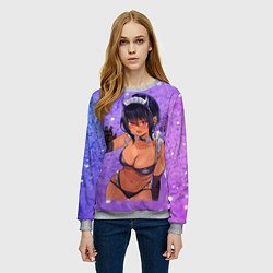 Свитшот женский Моя новая горничная очень подозрительна - фон из б, цвет: 3D-меланж — фото 2