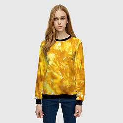 Свитшот женский Золотые листья на ветках, цвет: 3D-черный — фото 2