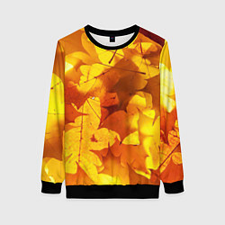 Свитшот женский Осенние золотые листья, цвет: 3D-черный
