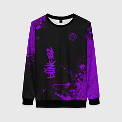 Свитшот женский Blink 182 фиолетовые брызги, цвет: 3D-черный