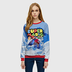 Свитшот женский Марио и Луиджи гонщики - Super Mario, цвет: 3D-красный — фото 2