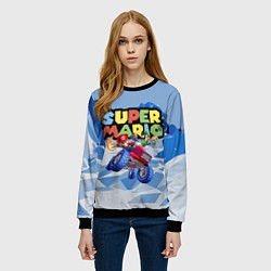 Свитшот женский Марио и Луиджи гонщики - Super Mario, цвет: 3D-черный — фото 2