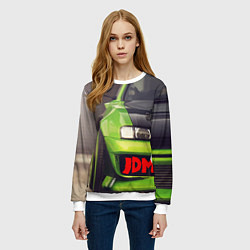 Свитшот женский JDM машина зеленая тюнингованная, цвет: 3D-белый — фото 2