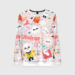 Свитшот женский Skzoo Jinniret pattern cartoon avatar, цвет: 3D-белый