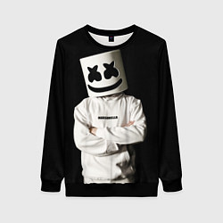 Свитшот женский Marshmello на чёрном фоне, цвет: 3D-черный