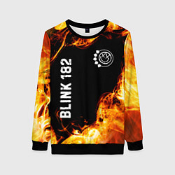 Свитшот женский Blink 182 и пылающий огонь, цвет: 3D-черный
