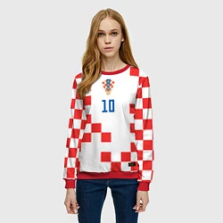 Свитшот женский Модрич Сборная Хорватии форма к чемпионату мира 20, цвет: 3D-красный — фото 2