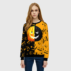 Свитшот женский Тыква на Хэллоуин, цвет: 3D-черный — фото 2