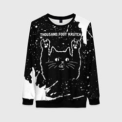 Свитшот женский Группа Thousand Foot Krutch и рок кот, цвет: 3D-черный
