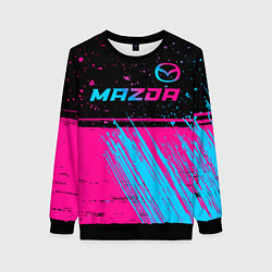 Свитшот женский Mazda - neon gradient: символ сверху, цвет: 3D-черный