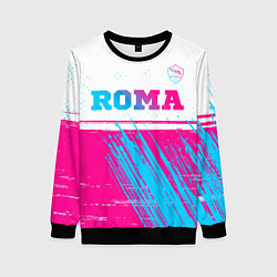 Свитшот женский Roma neon gradient style: символ сверху, цвет: 3D-черный