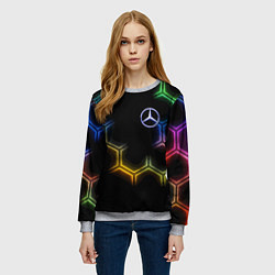 Свитшот женский Mercedes - neon pattern, цвет: 3D-меланж — фото 2