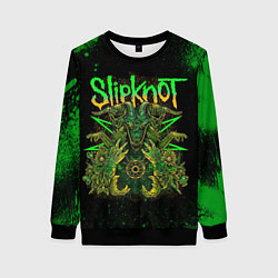Свитшот женский Slipknot green satan, цвет: 3D-черный