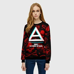 Свитшот женский Thirty Seconds to Mars rock glitch, цвет: 3D-черный — фото 2