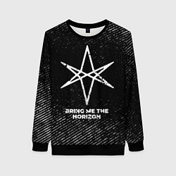 Свитшот женский Bring Me the Horizon с потертостями на темном фоне, цвет: 3D-черный