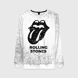 Женский свитшот Rolling Stones с потертостями на светлом фоне