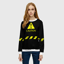 Свитшот женский CAUTION - Осторожно опасность, цвет: 3D-белый — фото 2