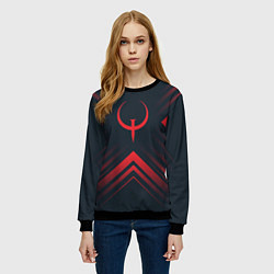 Свитшот женский Красный символ Quake на темном фоне со стрелками, цвет: 3D-черный — фото 2