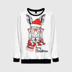 Свитшот женский Santa Rabbit Merry Christmas!, цвет: 3D-черный