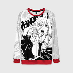 Свитшот женский Пауэр - Человек-бензопила, цвет: 3D-красный