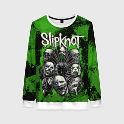 Свитшот женский Slipknot green abstract, цвет: 3D-белый