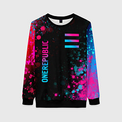 Свитшот женский OneRepublic - neon gradient: надпись, символ, цвет: 3D-черный