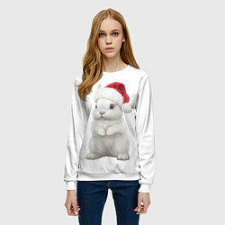 Свитшот женский Рождественский крольчонок, цвет: 3D-белый — фото 2