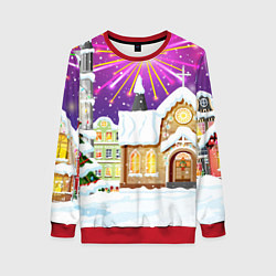 Свитшот женский Новогодний салют, цвет: 3D-красный