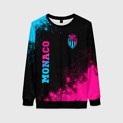 Свитшот женский Monaco - neon gradient: надпись, символ, цвет: 3D-черный