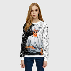 Свитшот женский Сатору Годжо в очках - магическая битва, цвет: 3D-белый — фото 2