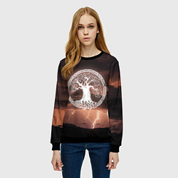 Свитшот женский Yggdrasil white rune, цвет: 3D-черный — фото 2