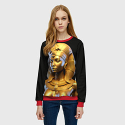 Свитшот женский Нейросеть - золотая египетская богиня, цвет: 3D-красный — фото 2