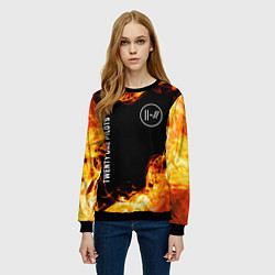 Свитшот женский Twenty One Pilots и пылающий огонь, цвет: 3D-черный — фото 2