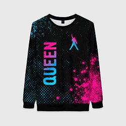 Свитшот женский Queen - neon gradient: надпись, символ, цвет: 3D-черный