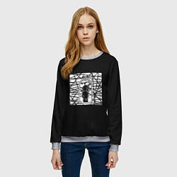 Свитшот женский Pyrokinesis - терновый венец эволюции, цвет: 3D-меланж — фото 2