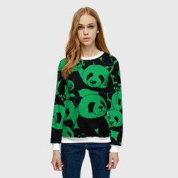 Свитшот женский Panda green pattern, цвет: 3D-белый — фото 2