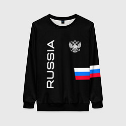 Женский свитшот Россия и три линии на черном фоне