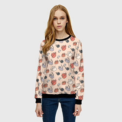 Свитшот женский Коты рисованные, цвет: 3D-черный — фото 2