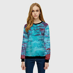 Свитшот женский Светло-синие и красные краски, цвет: 3D-черный — фото 2
